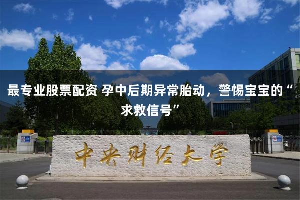 最专业股票配资 孕中后期异常胎动，警惕宝宝的“求救信号”