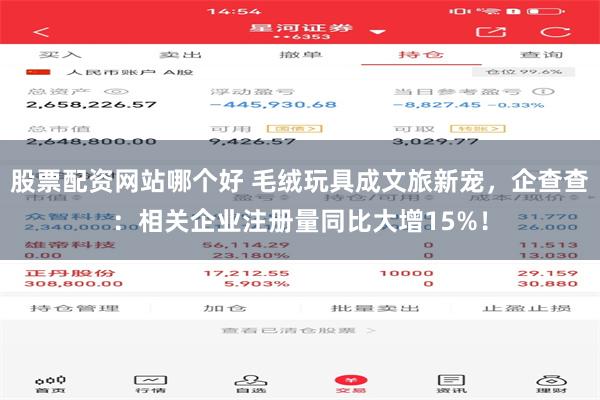 股票配资网站哪个好 毛绒玩具成文旅新宠，企查查：相关企业注册量同比大增15%！